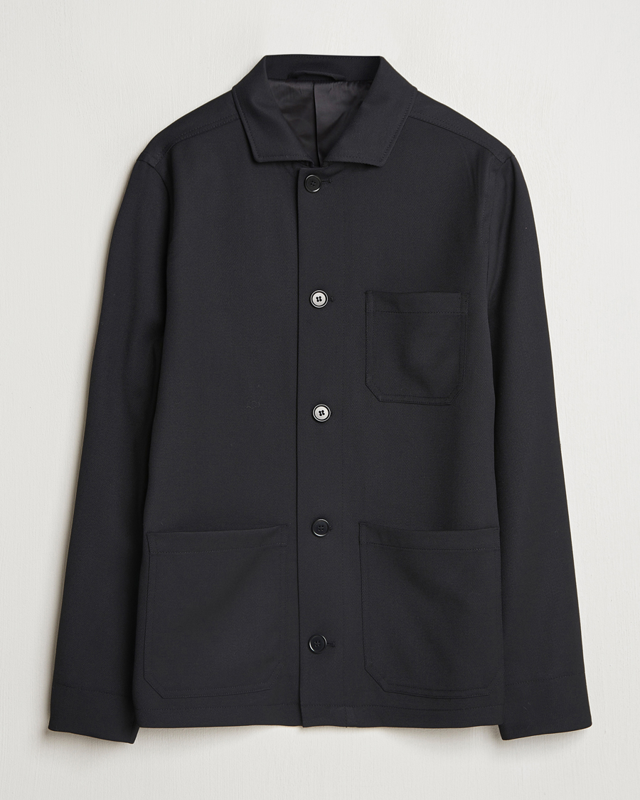 Homme | Manteaux Et Vestes | Filippa K | Louis Wool Gabardine Shirt Jacket Black