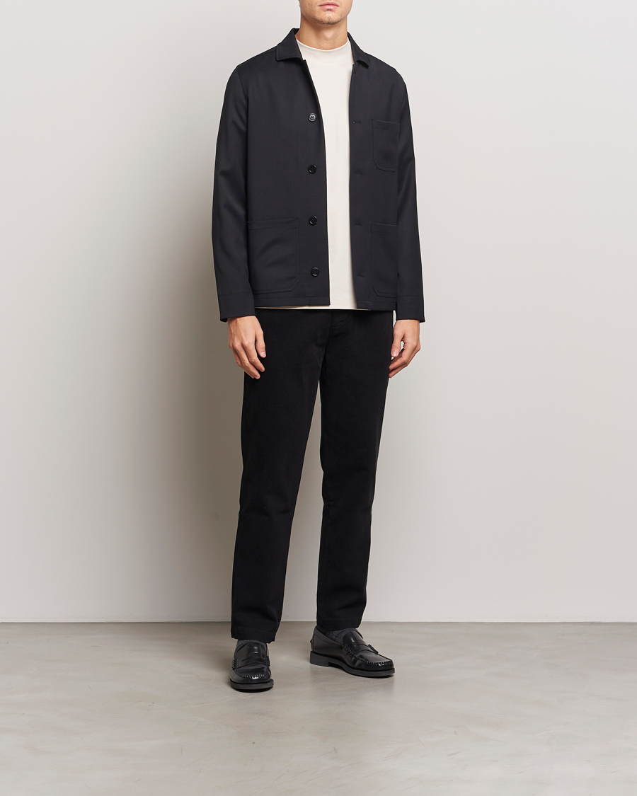 Homme | Manteaux Et Vestes | Filippa K | Louis Wool Gabardine Shirt Jacket Black