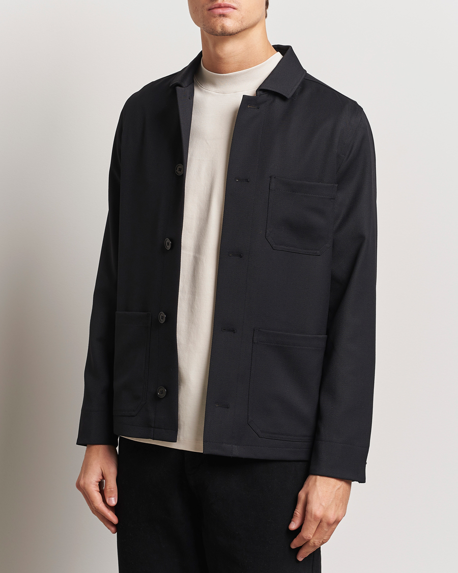 Homme | Manteaux Et Vestes | Filippa K | Louis Wool Gabardine Shirt Jacket Black