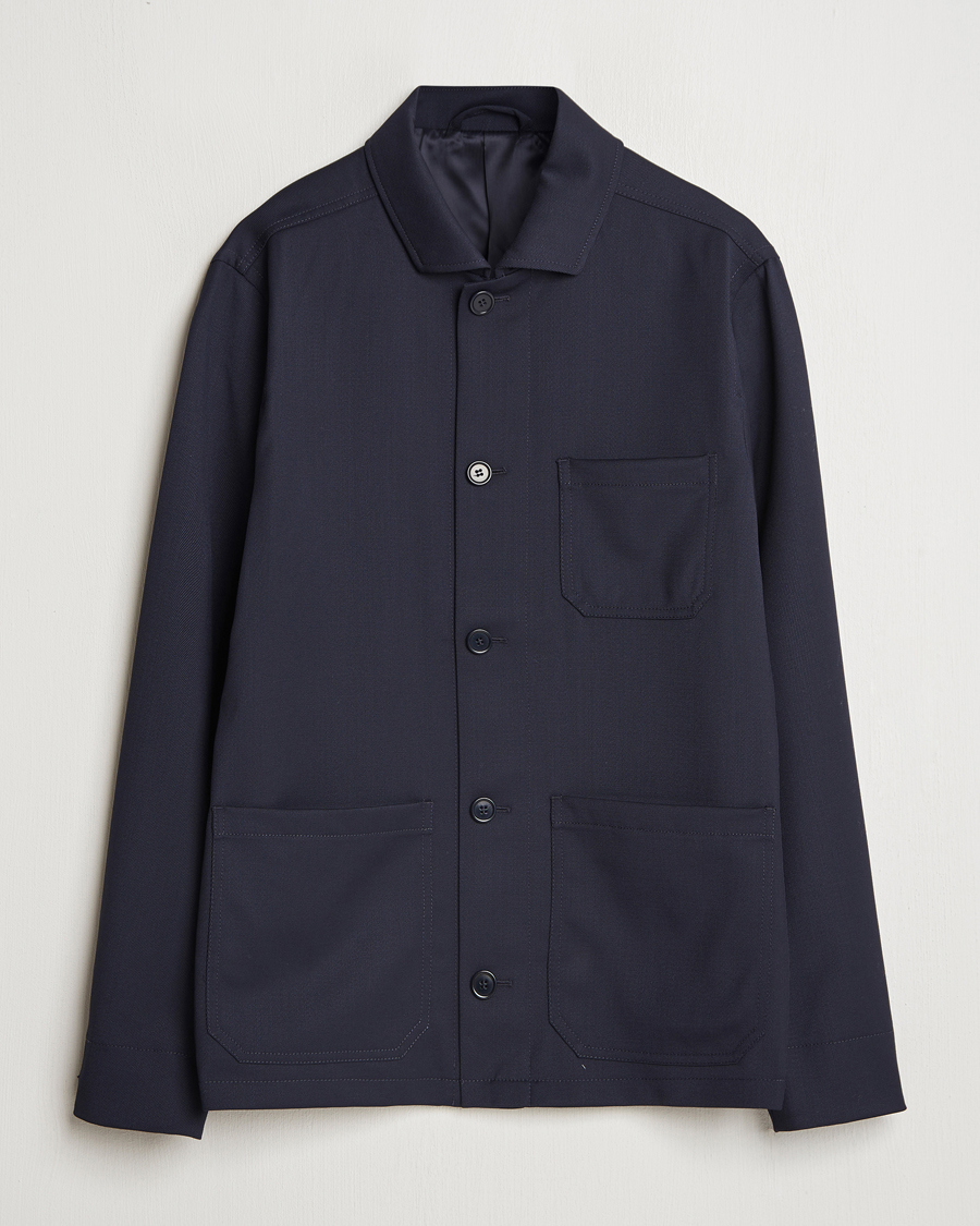 Homme | Manteaux Et Vestes | Filippa K | Louis Wool Gabardine Shirt Jacket Navy