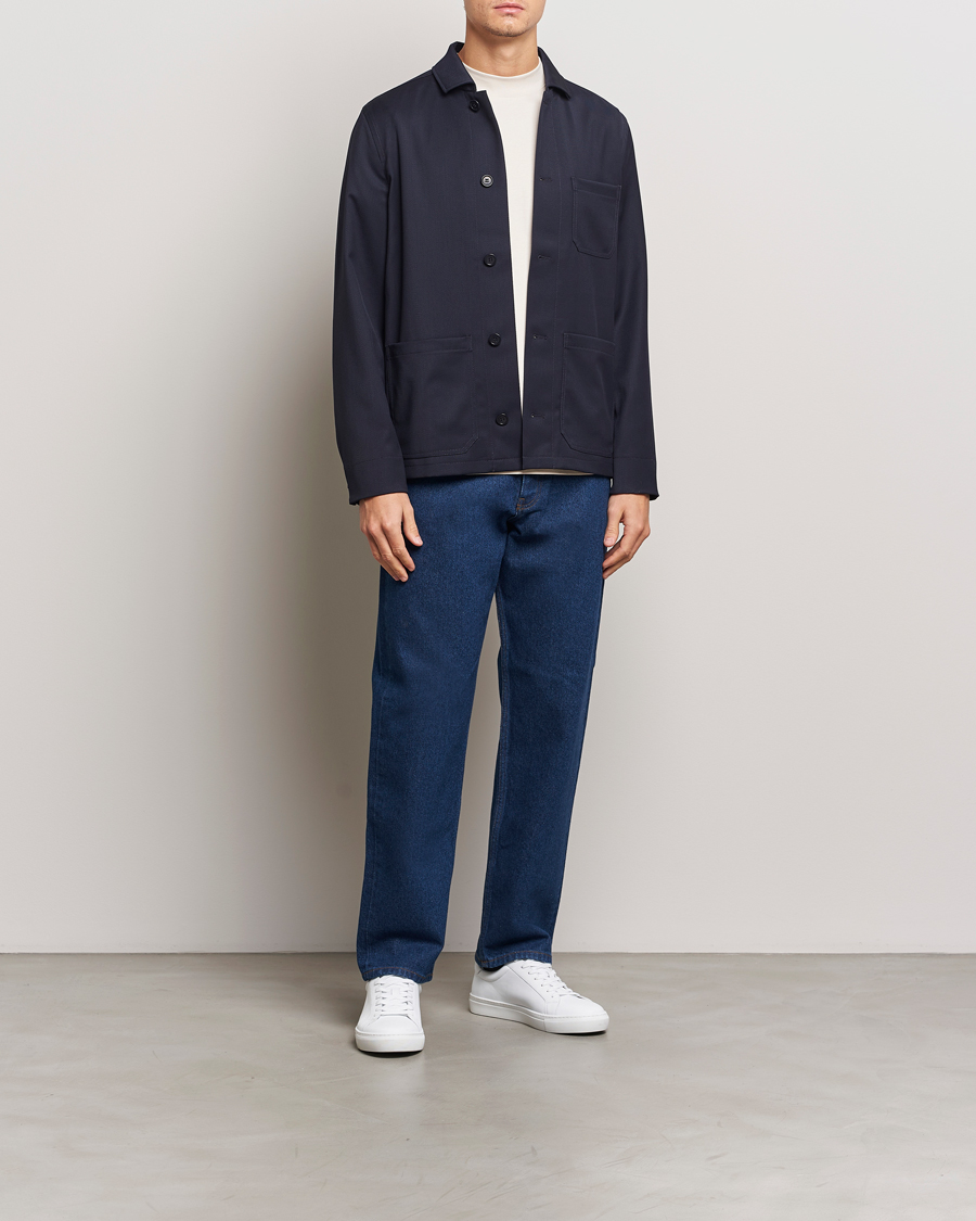 Homme | Manteaux Et Vestes | Filippa K | Louis Wool Gabardine Shirt Jacket Navy