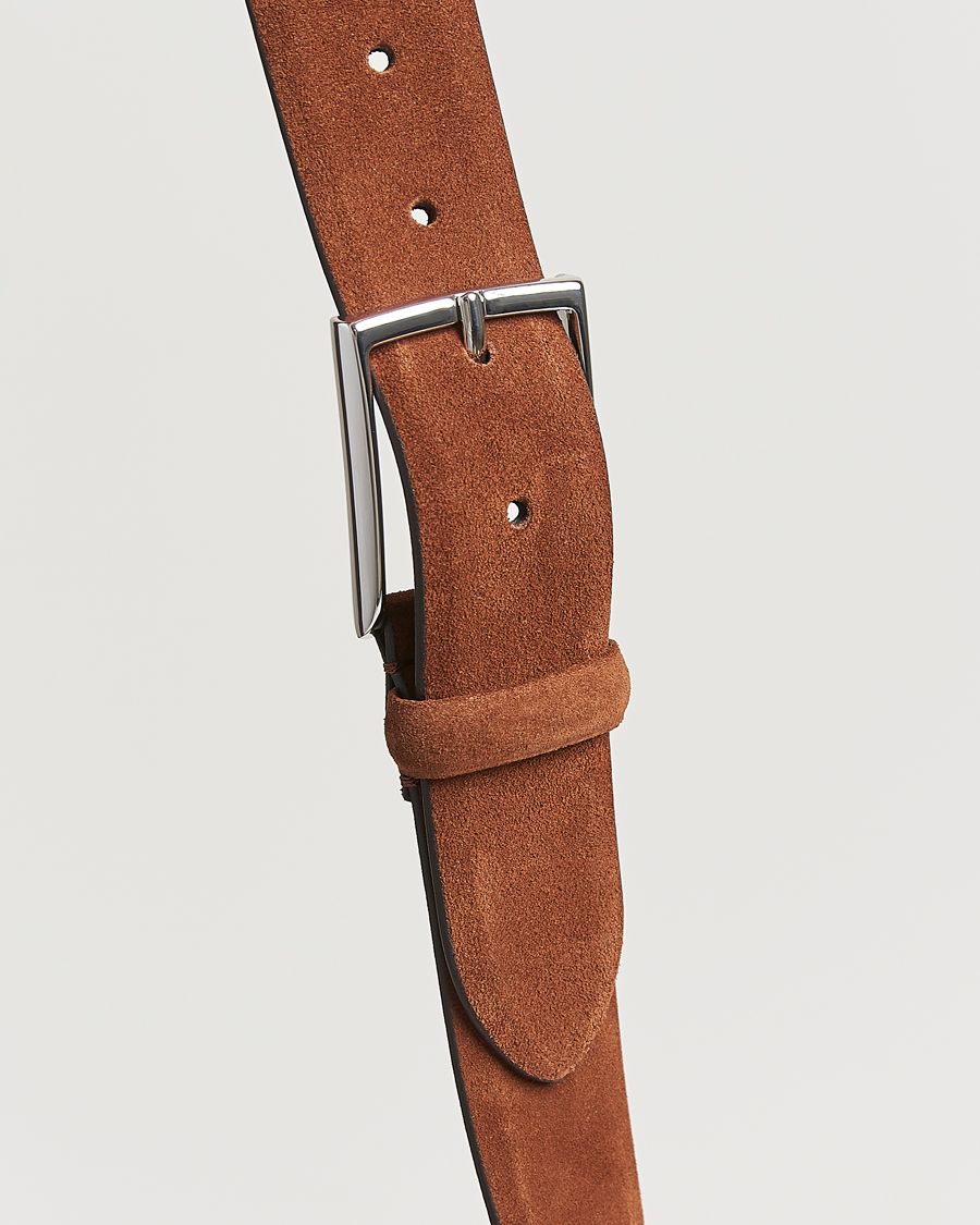 Homme | Ceintures | Anderson's | Calf Suede 3,5 cm Belt Tobacco
