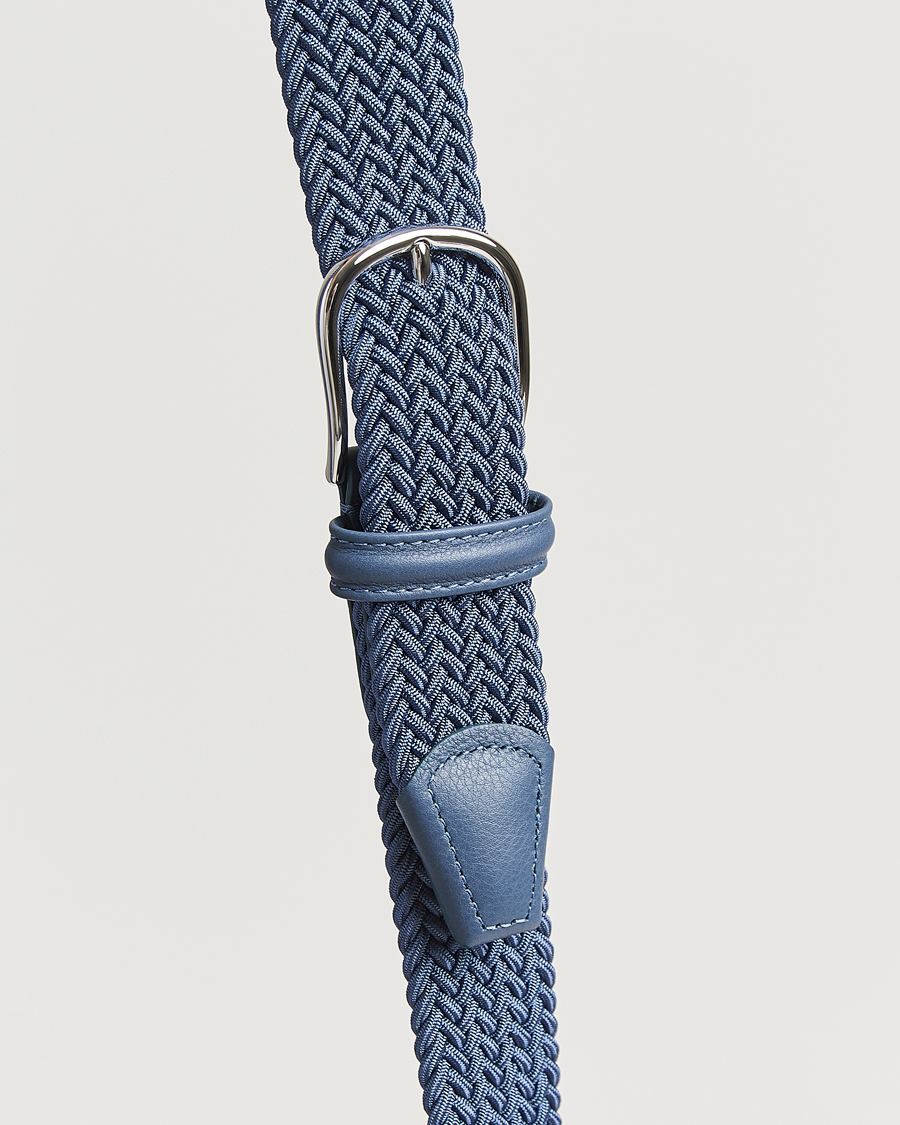 Homme | Ceintures | Anderson's | Stretch Woven 3,5 cm Belt Air Force Blue