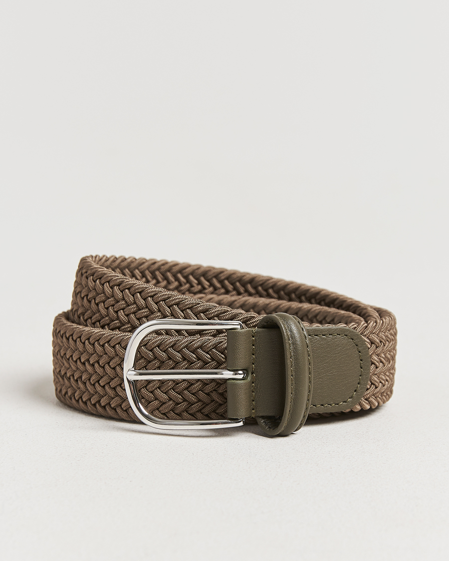Homme | Ceintures | Anderson's | Stretch Woven 3,5 cm Belt Khaki