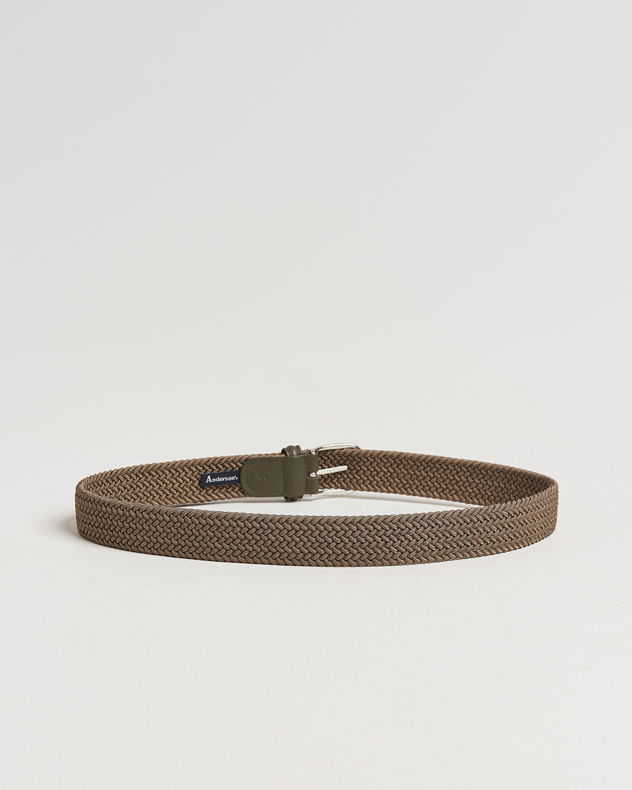 Homme | Ceintures | Anderson's | Stretch Woven 3,5 cm Belt Khaki