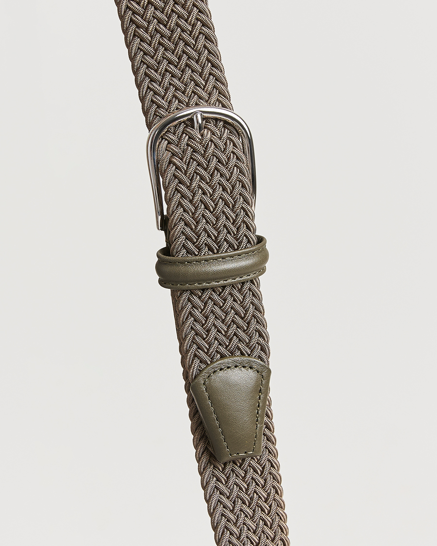 Homme | Ceintures | Anderson's | Stretch Woven 3,5 cm Belt Khaki