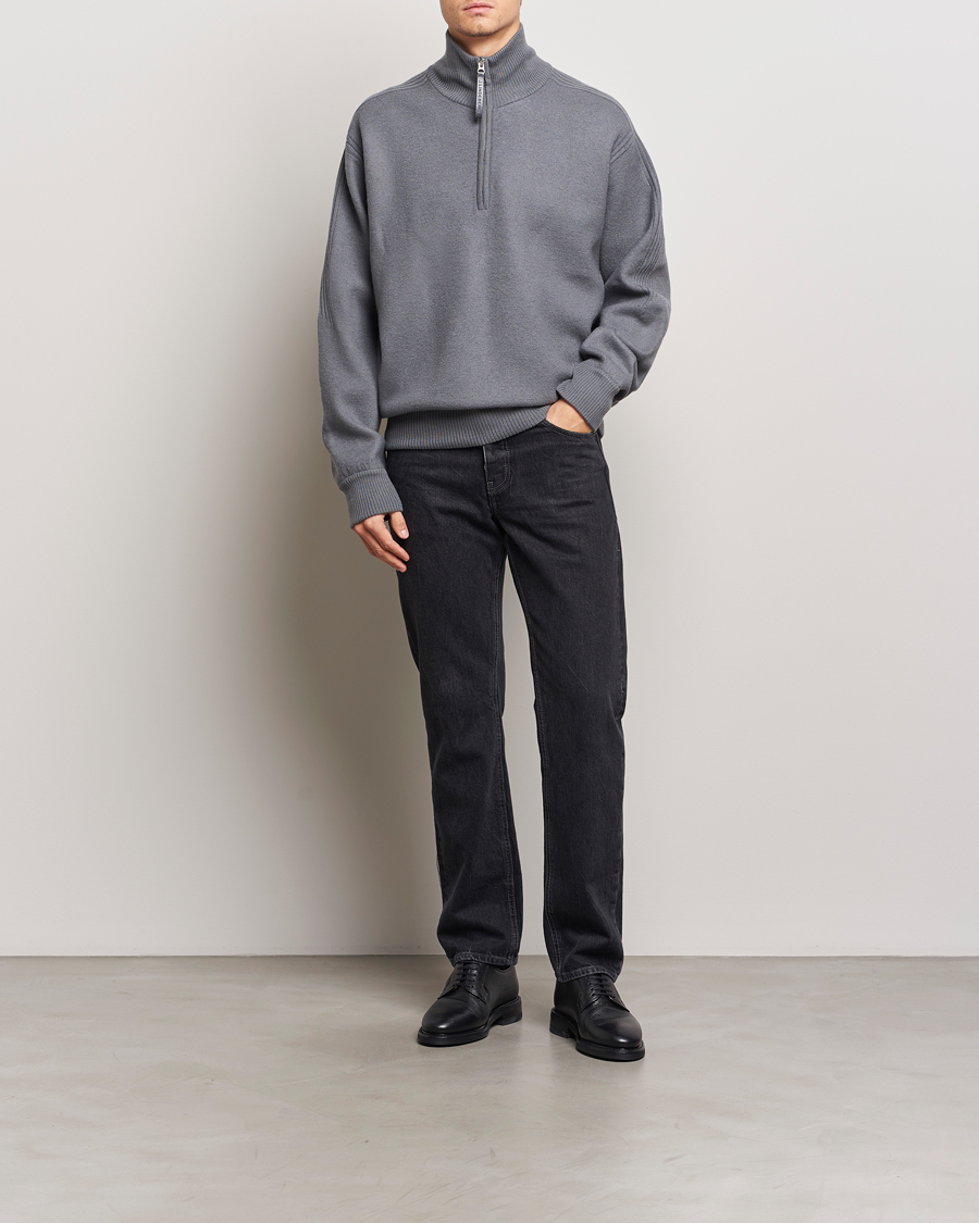 Homme | Pulls Et Tricots | J.Lindeberg | Bon Boiled Wool Quarter Zip Lava Smoke