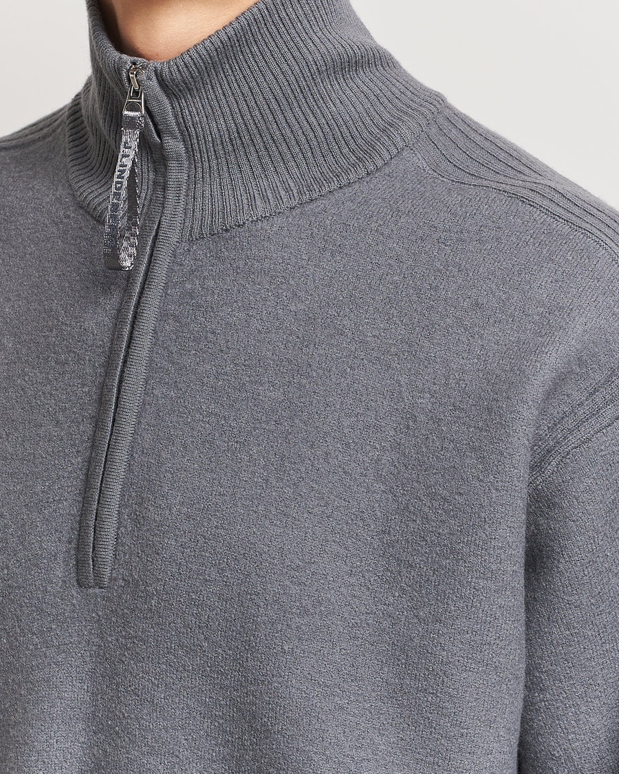 Homme | Pulls Et Tricots | J.Lindeberg | Bon Boiled Wool Quarter Zip Lava Smoke