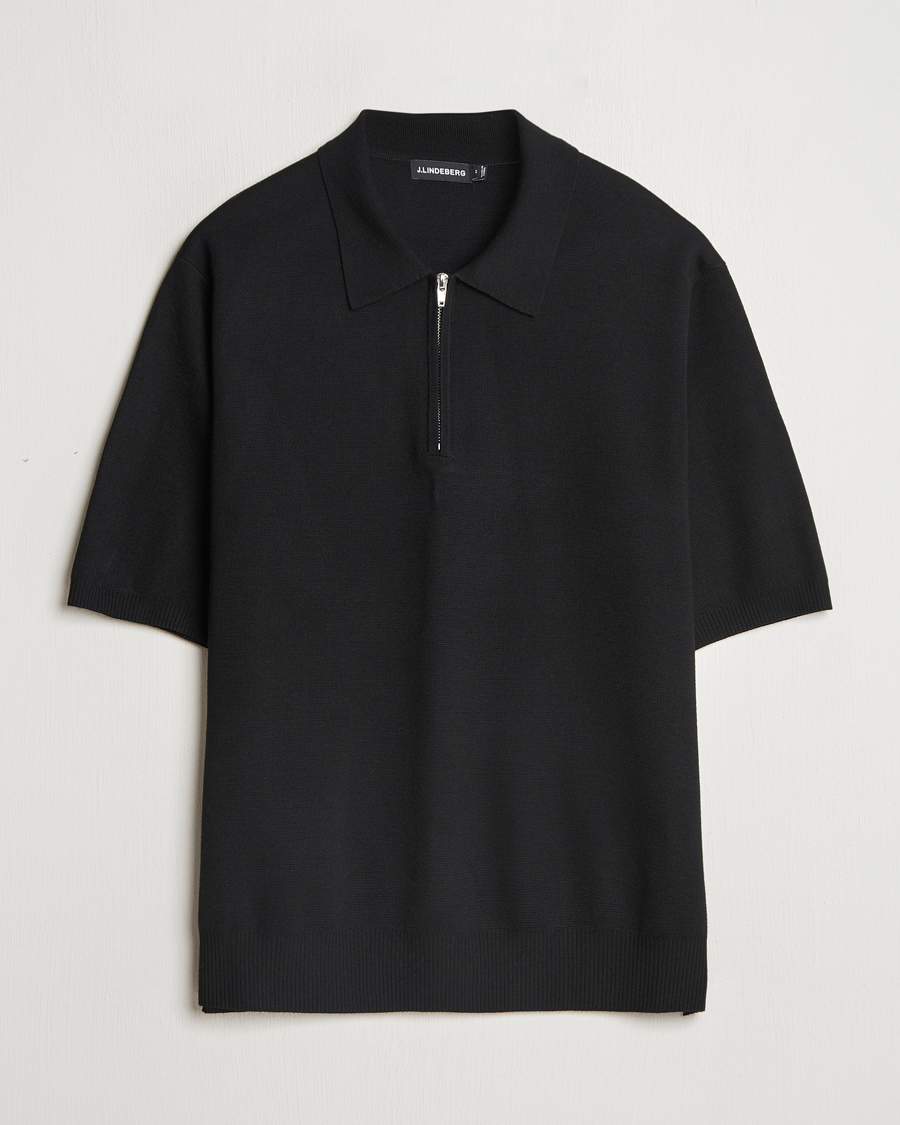 Homme | Pulls Et Tricots | J.Lindeberg | Tyler Quarter Zip Knit Polo Black