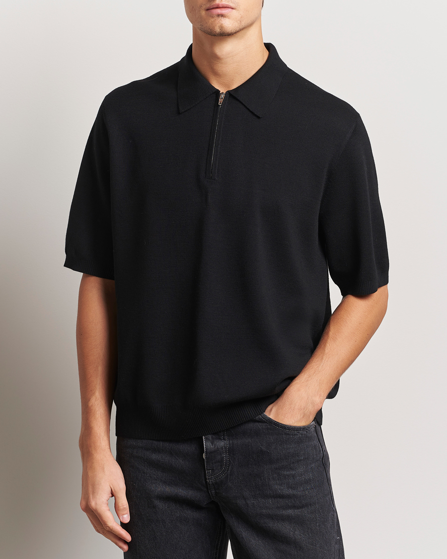 Homme | Pulls Et Tricots | J.Lindeberg | Tyler Quarter Zip Knit Polo Black