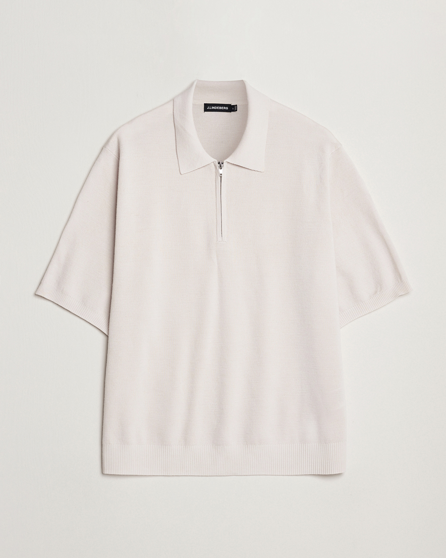 Homme | Pulls Et Tricots | J.Lindeberg | Tyler Quarter Zip Knit Polo Moonbeam