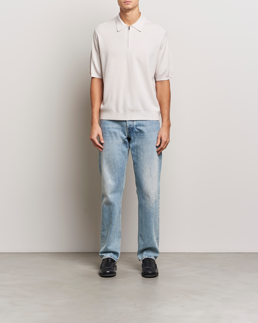 Homme | Pulls Et Tricots | J.Lindeberg | Tyler Quarter Zip Knit Polo Moonbeam