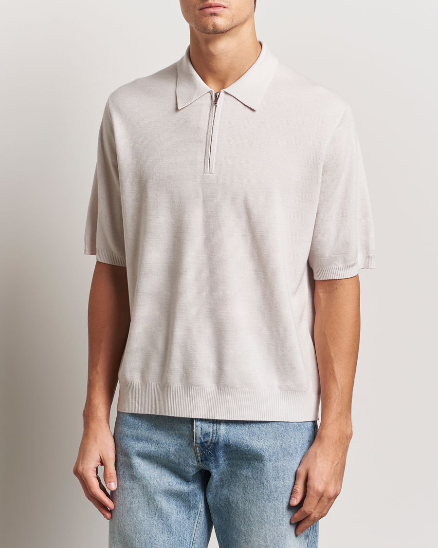 Homme | Pulls Et Tricots | J.Lindeberg | Tyler Quarter Zip Knit Polo Moonbeam