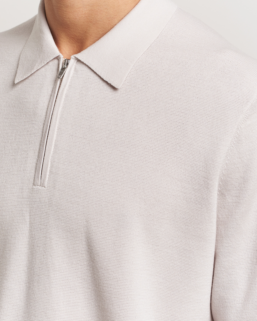 Homme | Pulls Et Tricots | J.Lindeberg | Tyler Quarter Zip Knit Polo Moonbeam