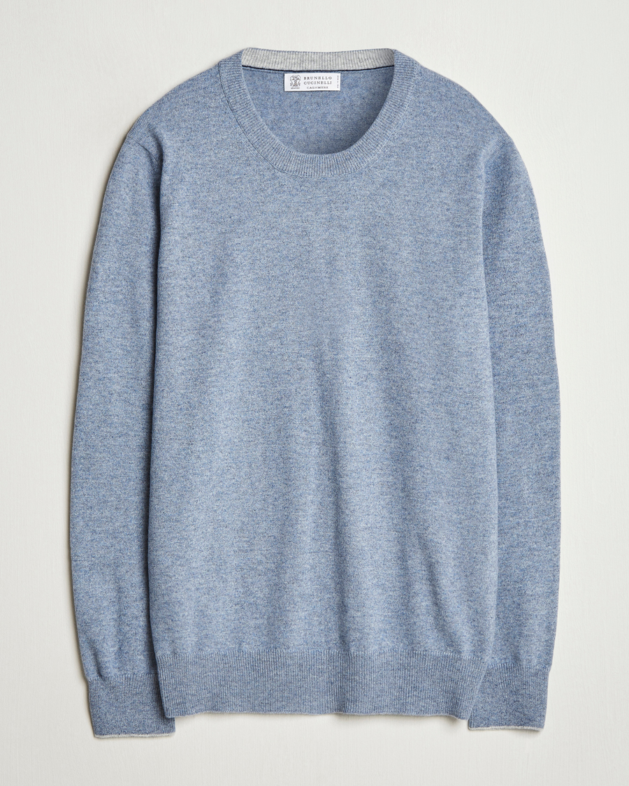 Homme | Pulls Et Tricots | Brunello Cucinelli | 2 Ply Cashmere Pullover Light Blue Denim
