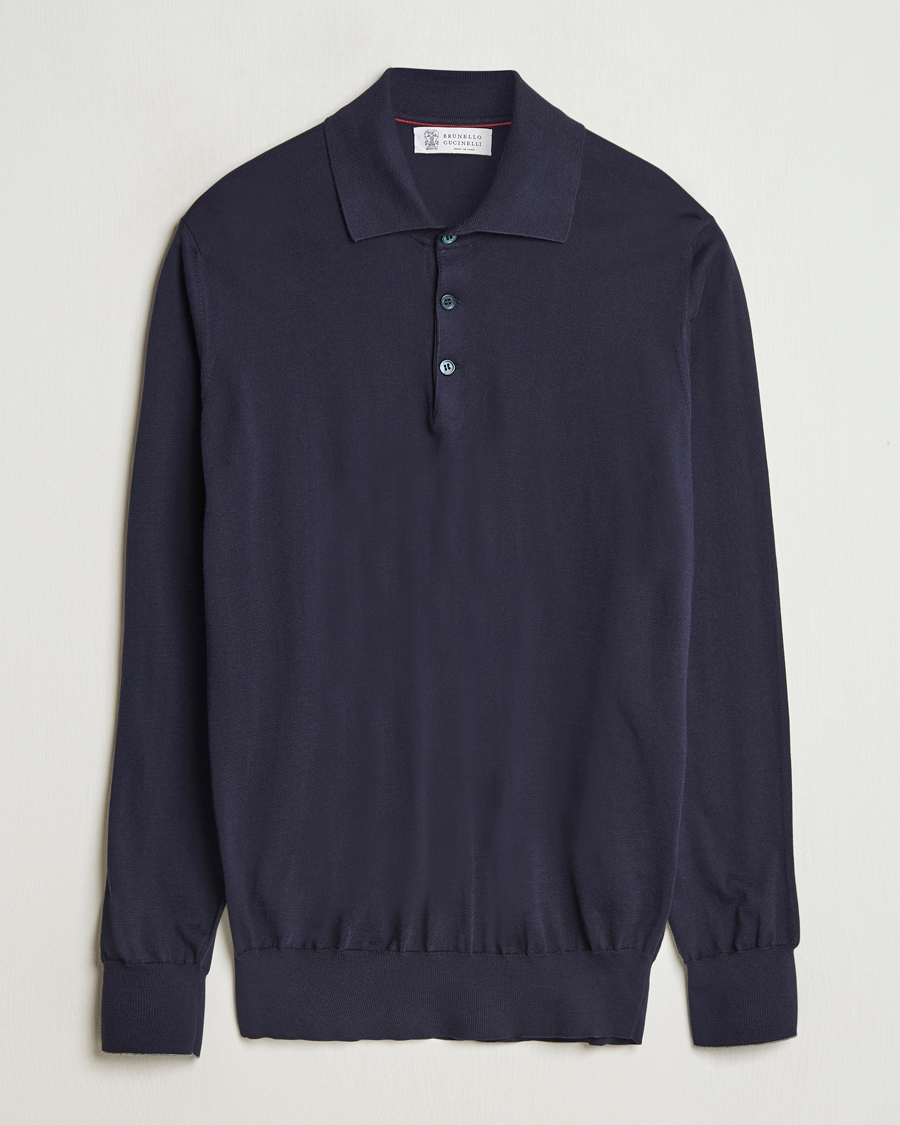 Homme | Pulls Et Tricots | Brunello Cucinelli | Long Sleeve Polo Navy