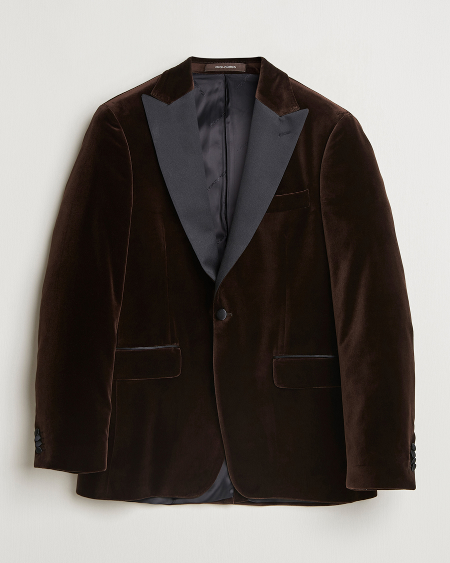 Homme | Blazers | Oscar Jacobson | Frampton Velvet Tuxedo Blazer Brown