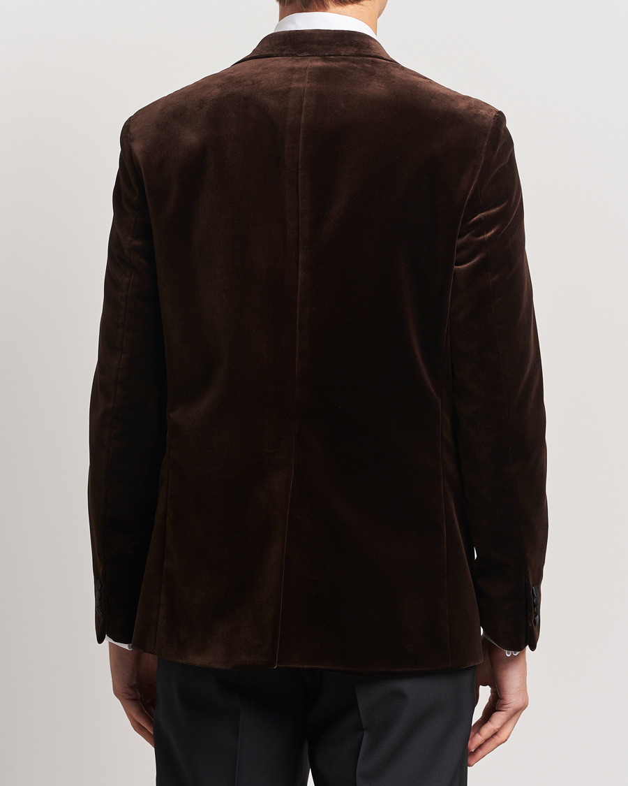Homme | Blazers | Oscar Jacobson | Frampton Velvet Tuxedo Blazer Brown