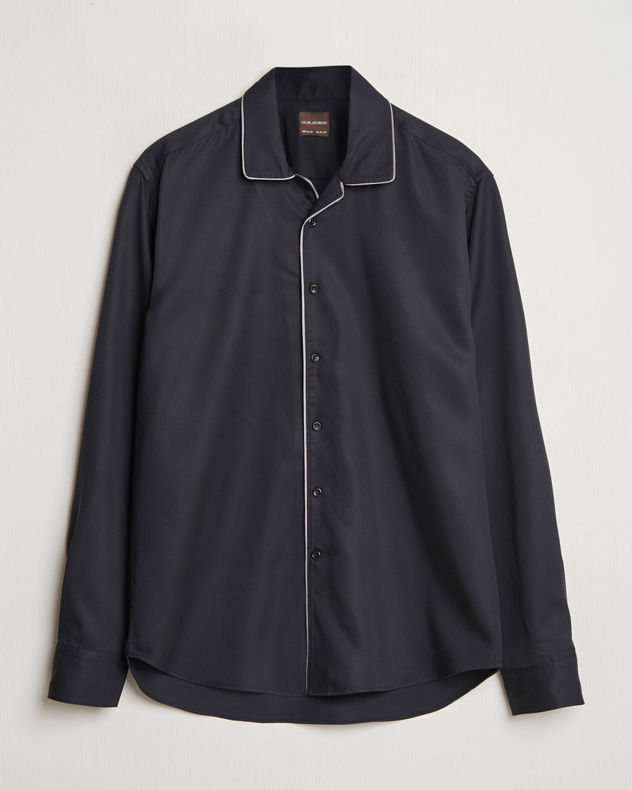 Homme | Chemises | Oscar Jacobson | Reg Fit Camp Collar Shirt Black