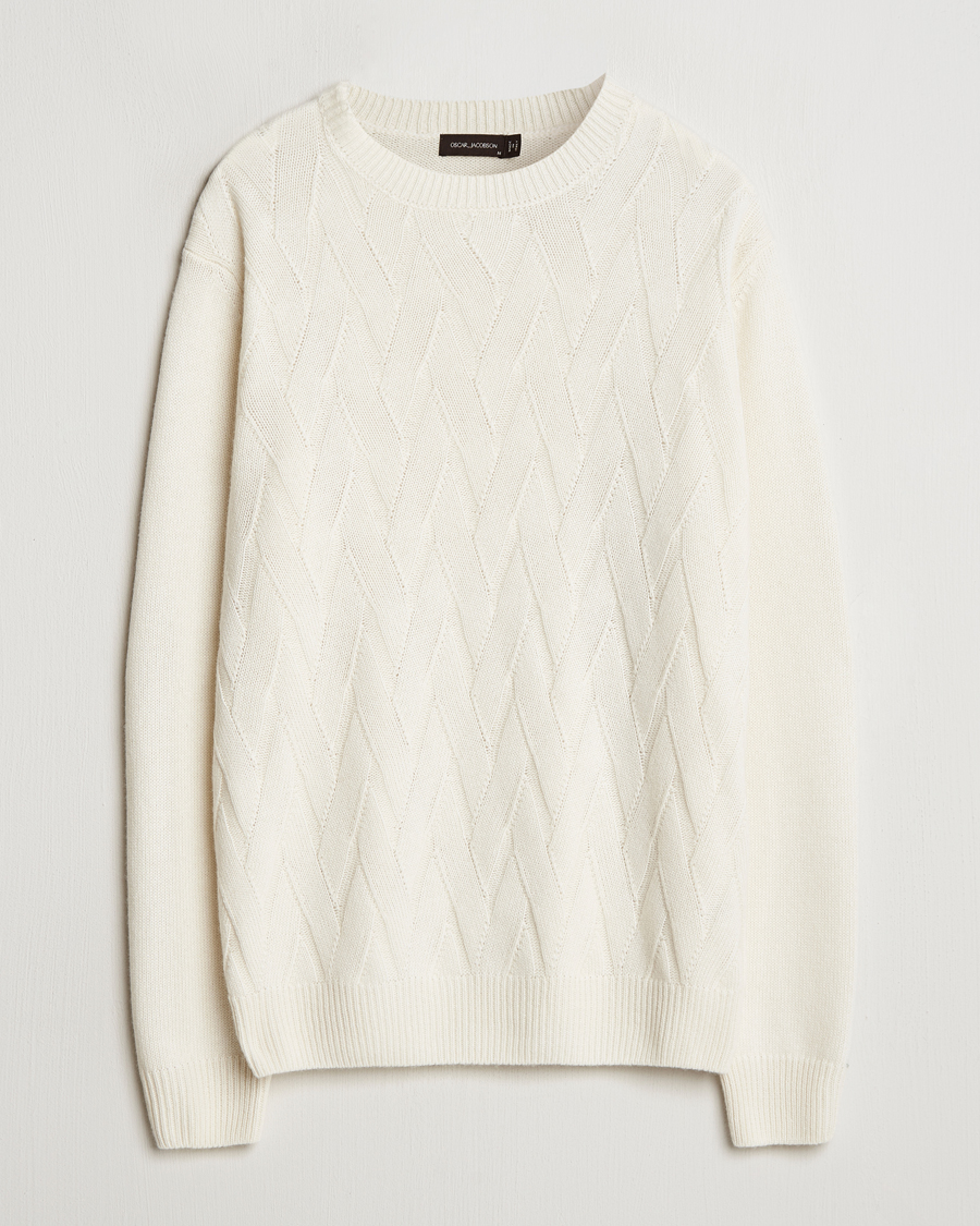 Homme | Pulls Et Tricots | Oscar Jacobson | Aston Wool/Cashmere Knitted Roundneck Off White