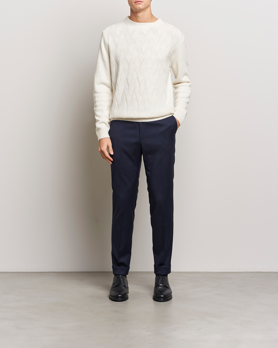 Homme | Pulls Et Tricots | Oscar Jacobson | Aston Wool/Cashmere Knitted Roundneck Off White