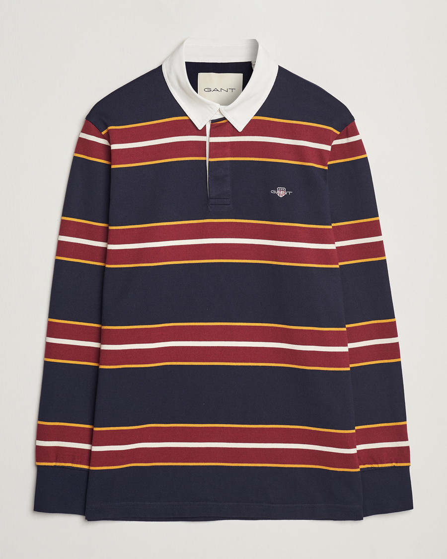 Homme | Pulls Et Tricots | GANT | Yarn Dyed Striped Heavy Rugger Evening Blue