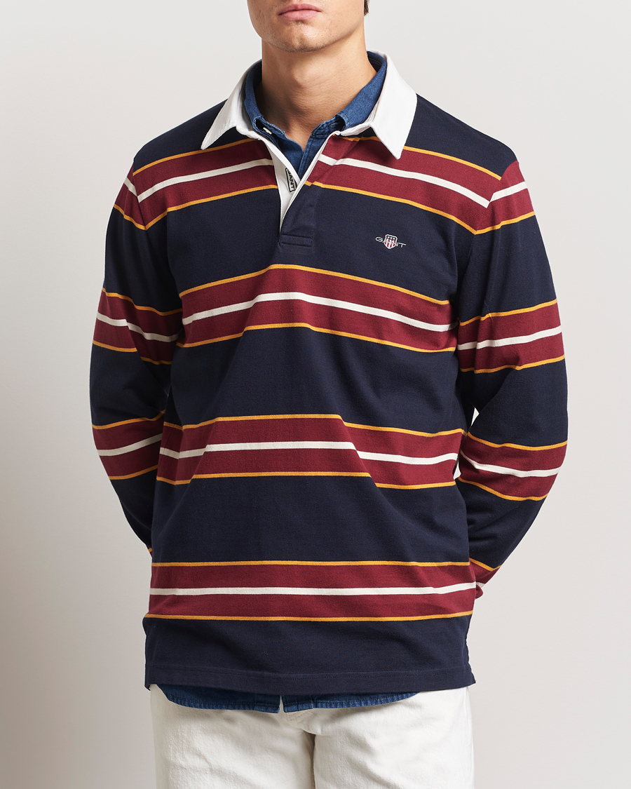 Homme | Pulls Et Tricots | GANT | Yarn Dyed Striped Heavy Rugger Evening Blue