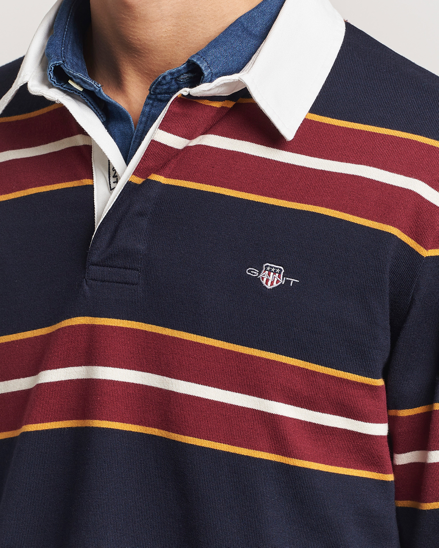 Homme | Pulls Et Tricots | GANT | Yarn Dyed Striped Heavy Rugger Evening Blue