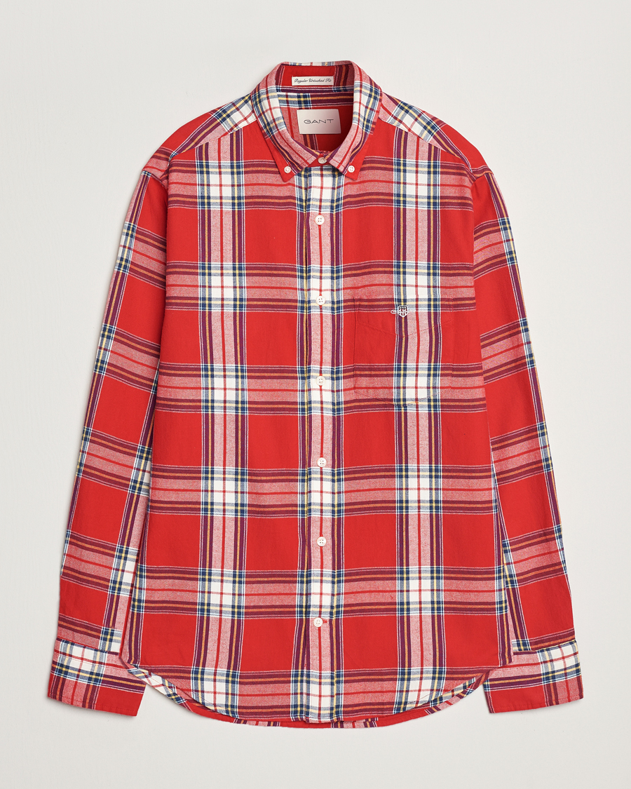 Homme | Chemises | GANT | Regular Flannel Check Shirt Ruby Red