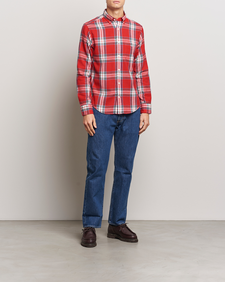 Homme | Chemises | GANT | Regular Flannel Check Shirt Ruby Red
