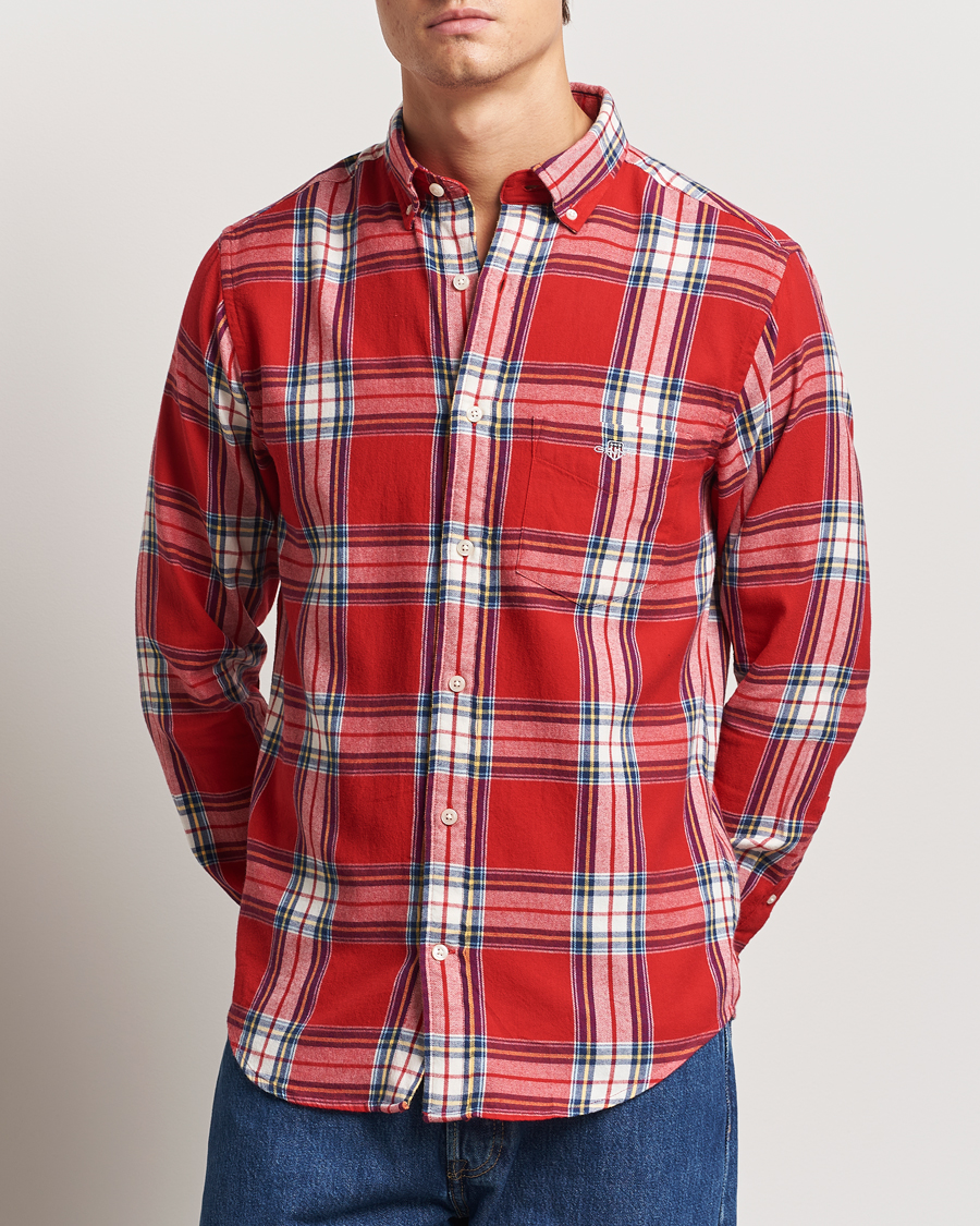 Homme | Chemises | GANT | Regular Flannel Check Shirt Ruby Red