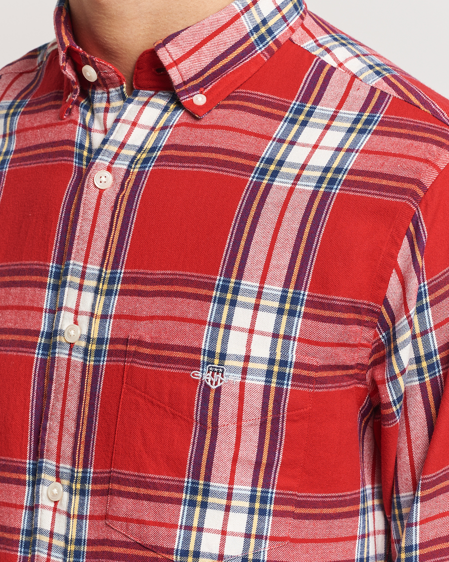 Homme | Chemises | Gant | Regular Flannel Check Shirt Ruby Red