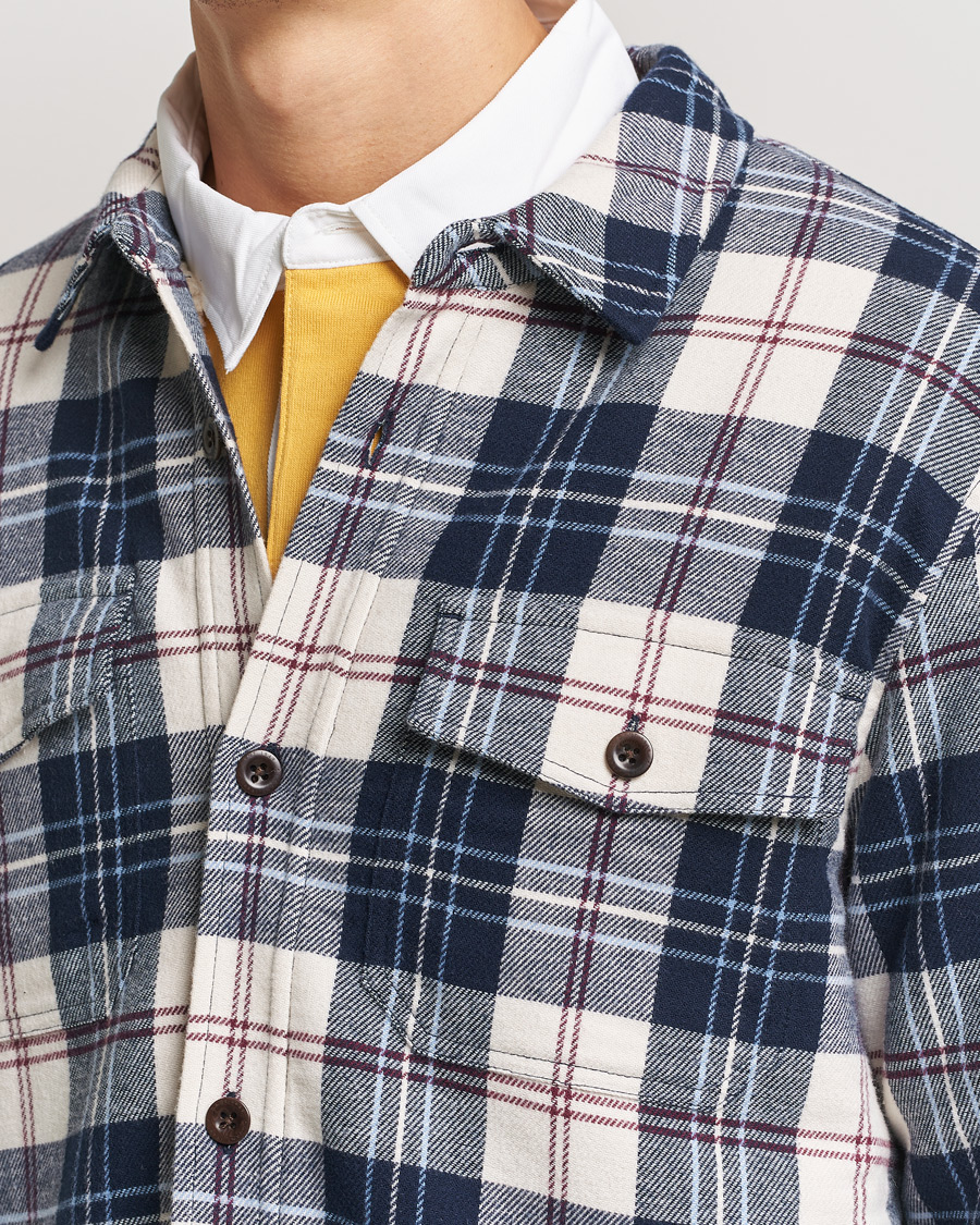 Homme | Chemises | GANT | Flannel Lined Checked Overshirt Evening Blue