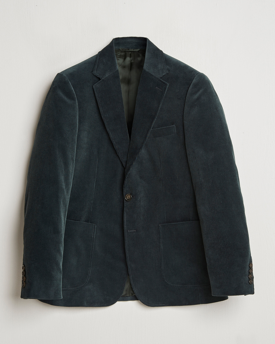 Homme | Blazers | GANT | Slim Corduroy Suit Jacket Tartan Green