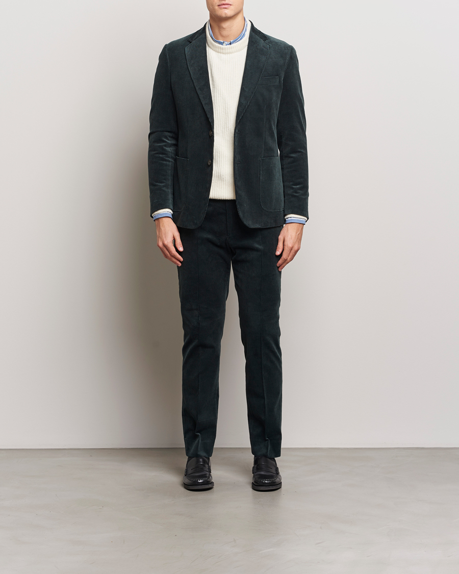 Homme | Blazers | GANT | Slim Corduroy Suit Jacket Tartan Green