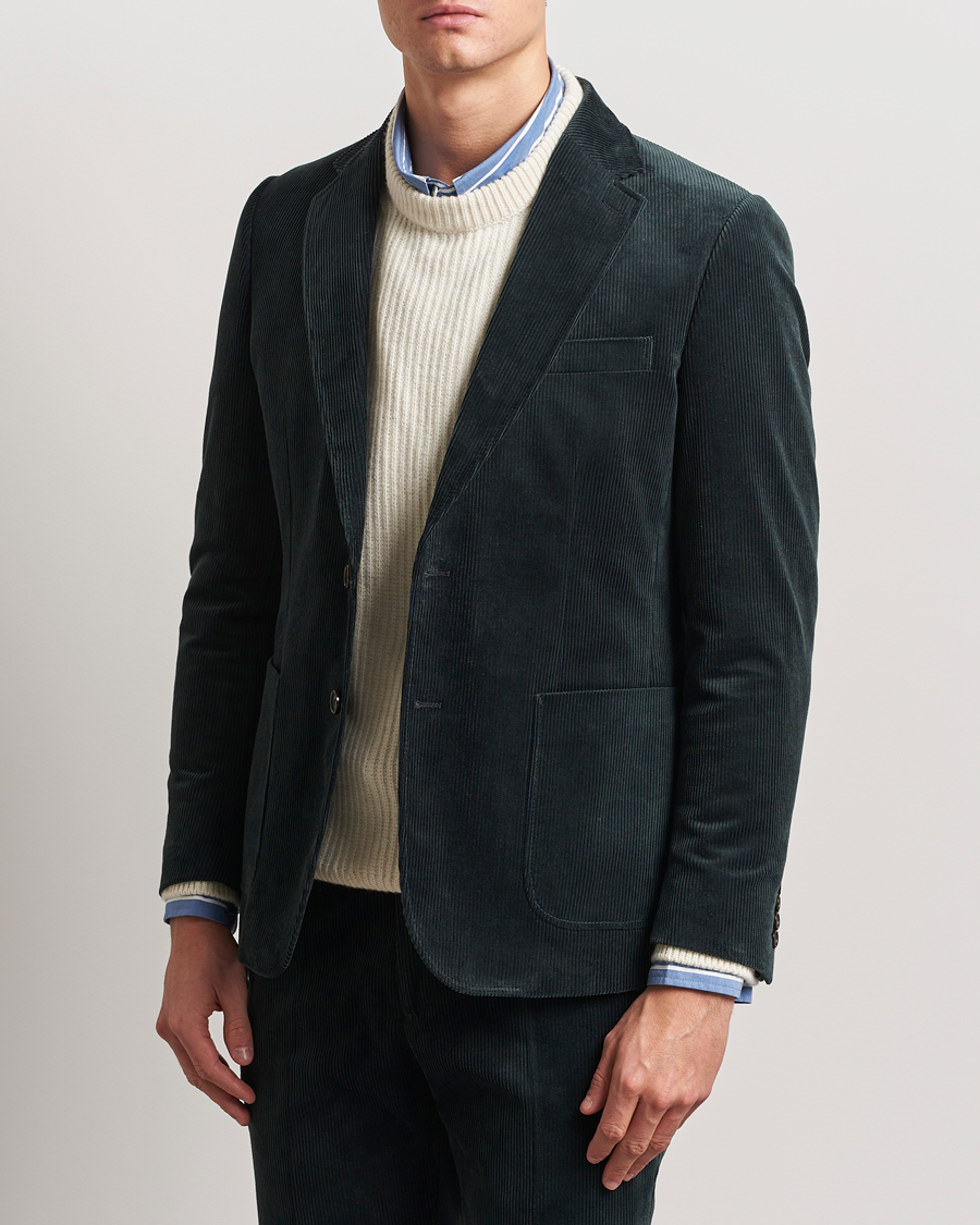 Homme | Blazers | GANT | Slim Corduroy Suit Jacket Tartan Green