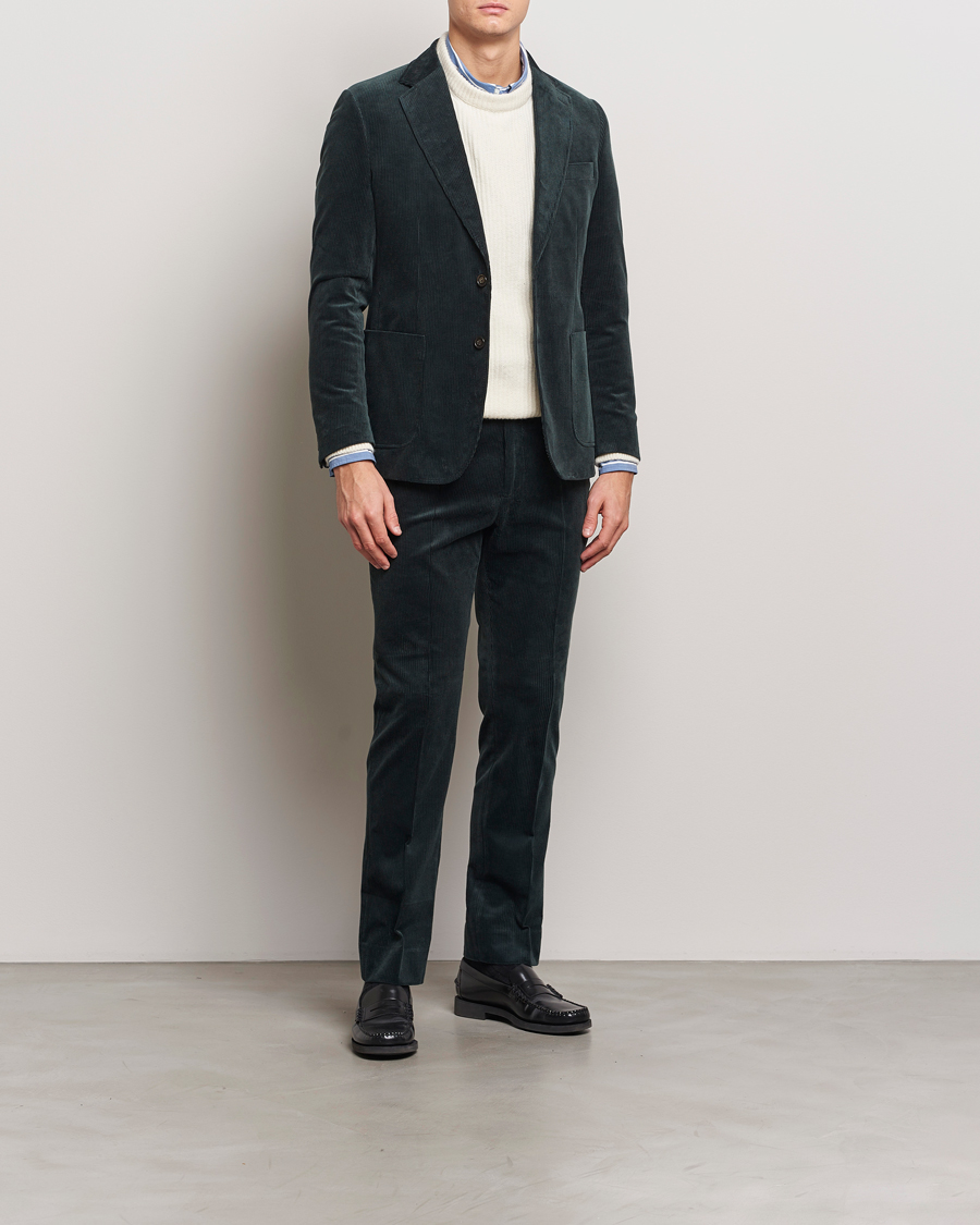 Homme | Pantalons | GANT | Slim Corduroy Suit Trousers Tartan Green