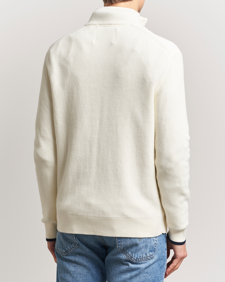 Homme | Pulls Et Tricots | GANT | Ribbed Cotton Half Zip Cream
