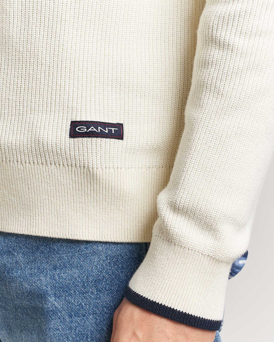 Homme | Pulls Et Tricots | GANT | Ribbed Cotton Half Zip Cream