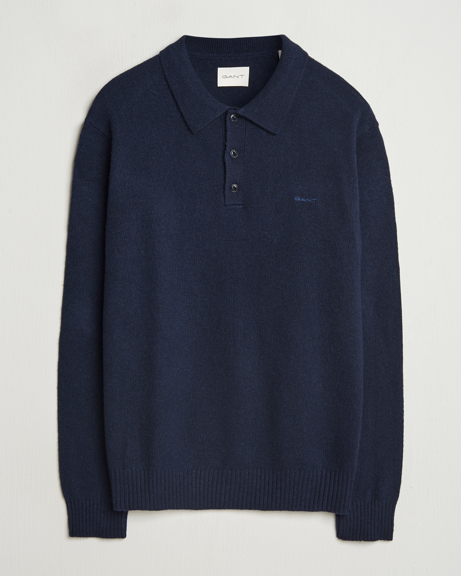 Homme | Pulls Et Tricots | GANT | Knitted Wool Polo Evening Blue