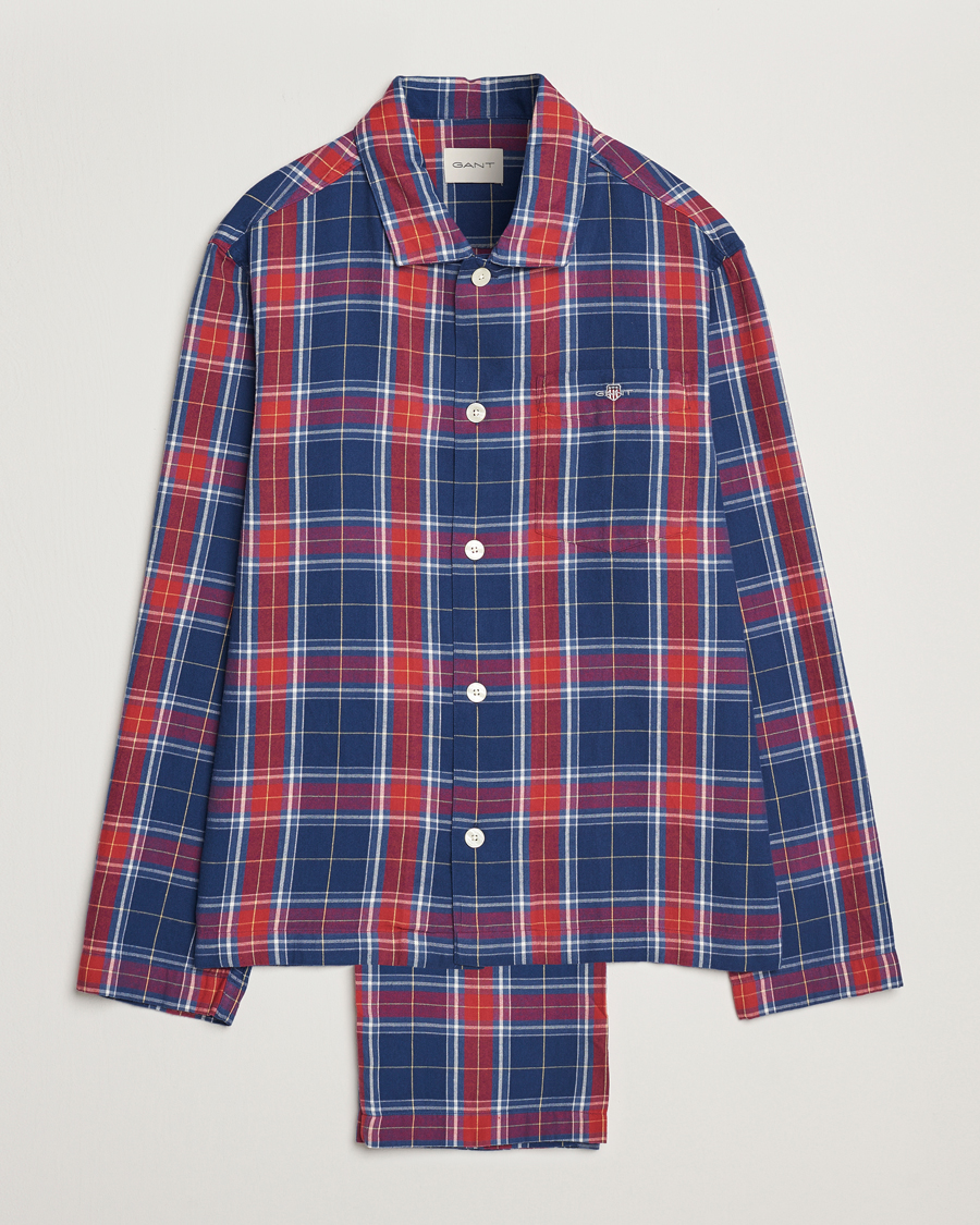 Homme | Peignoirs Et Pyjamas | GANT | Checked Flannel Pyjama Set Persian Blue