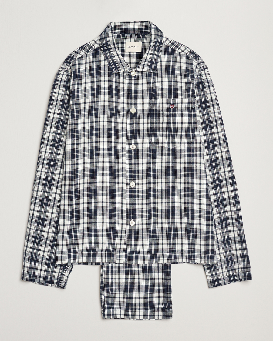 Homme | Peignoirs Et Pyjamas | GANT | Checked Flannel Pyjama Set Evening Blue