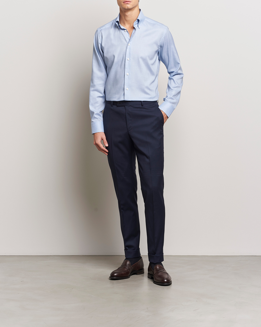 Homme | Chemises | Eton | Slim Fit Wrinkle Free Oxford Shirt Light Blue