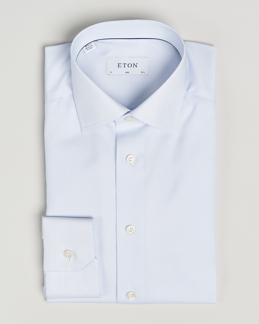 Homme | Chemises | Eton | Slim Fit Twill Hairline Stripe Shirt Blue/White