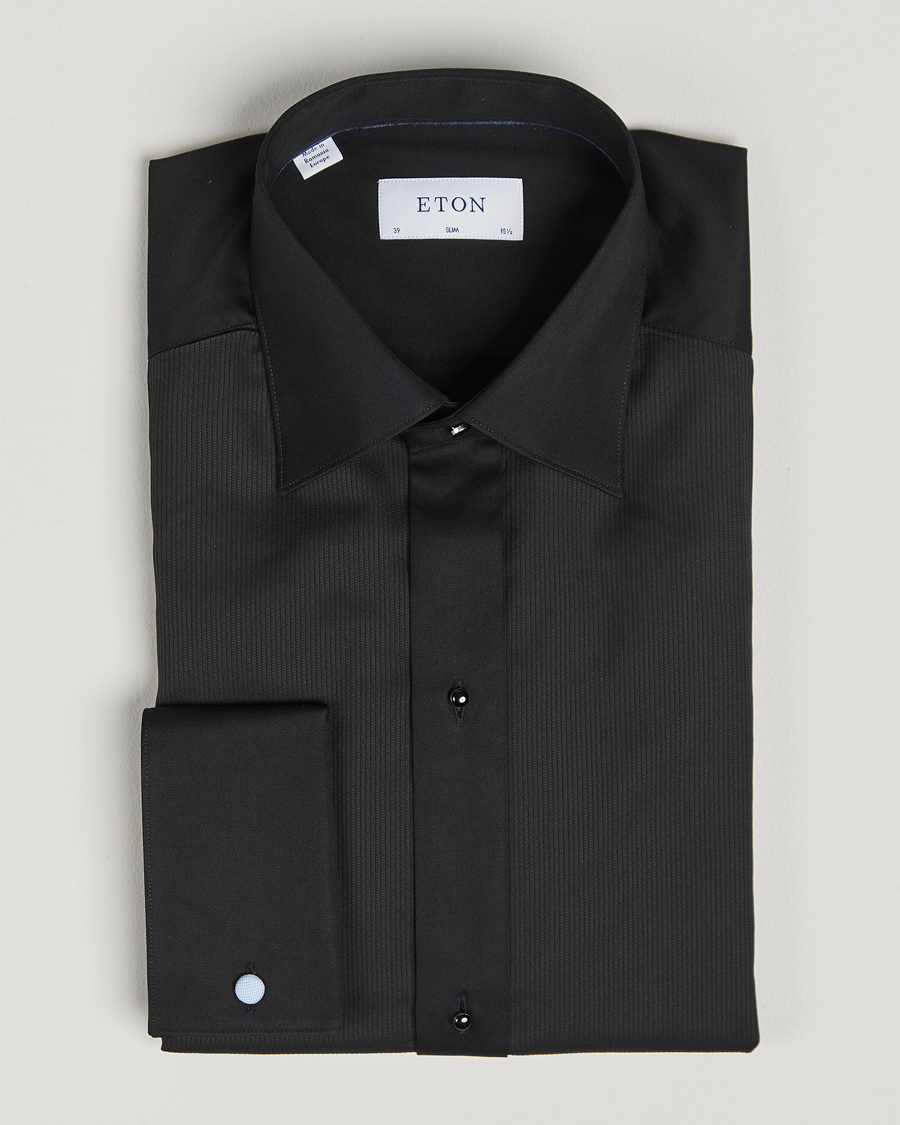 Homme | Chemises | Eton | Slim Fit Plissé Tuxedo Shirt Black