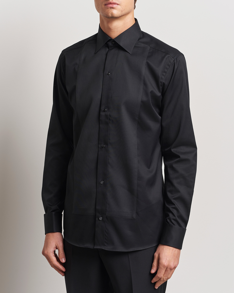 Homme | Chemises | Eton | Slim Fit Plissé Tuxedo Shirt Black