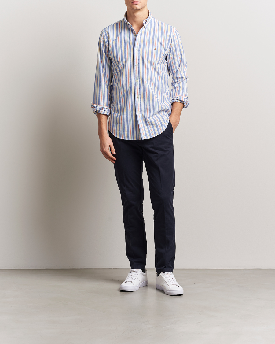 Homme | Chemises | Polo Ralph Lauren | Custom Fit Striped Oxford Shirt Blue/White