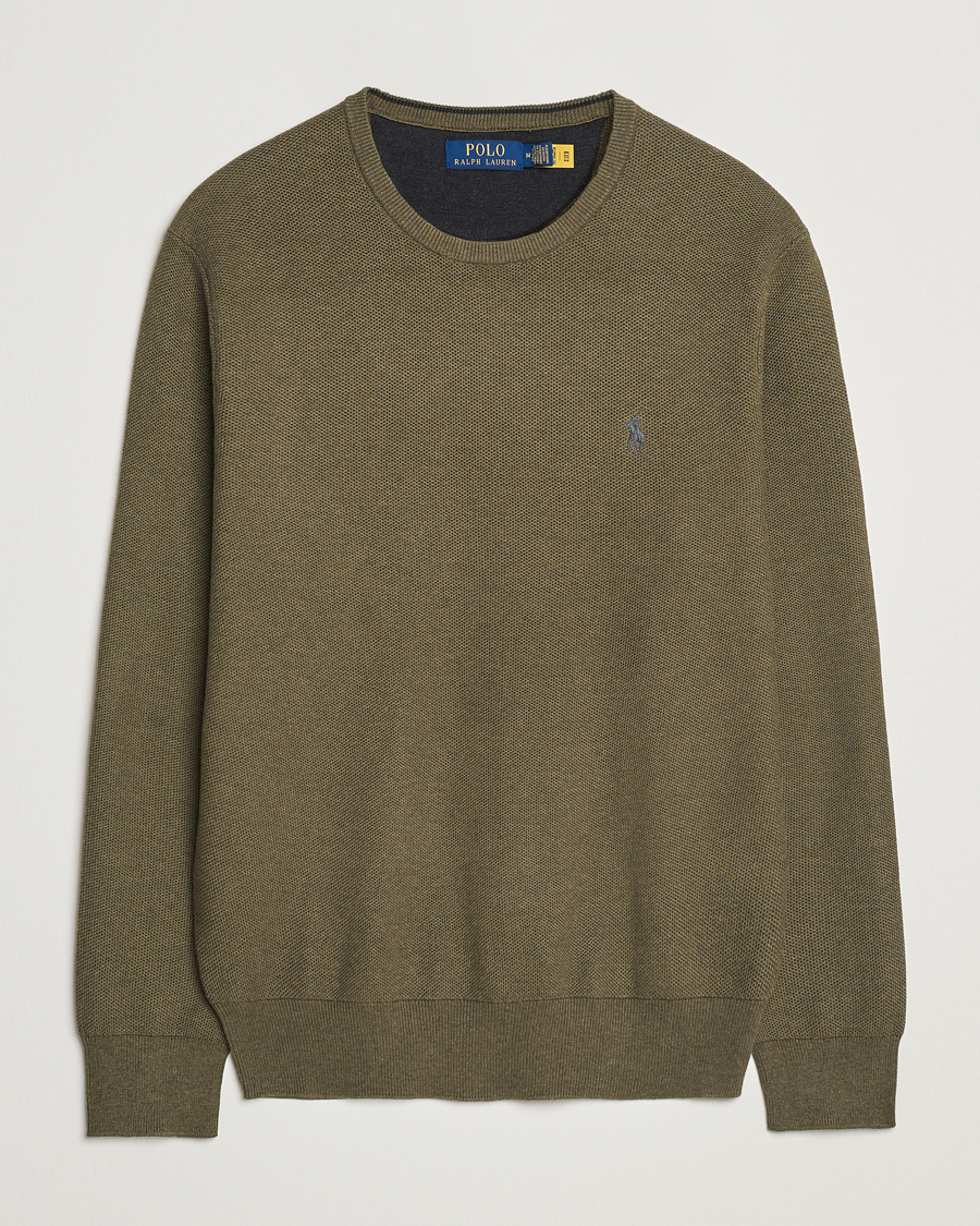 Homme | Pulls Et Tricots | Polo Ralph Lauren | Textured Cotton Crew Neck Sweater Cargo Olive Heather