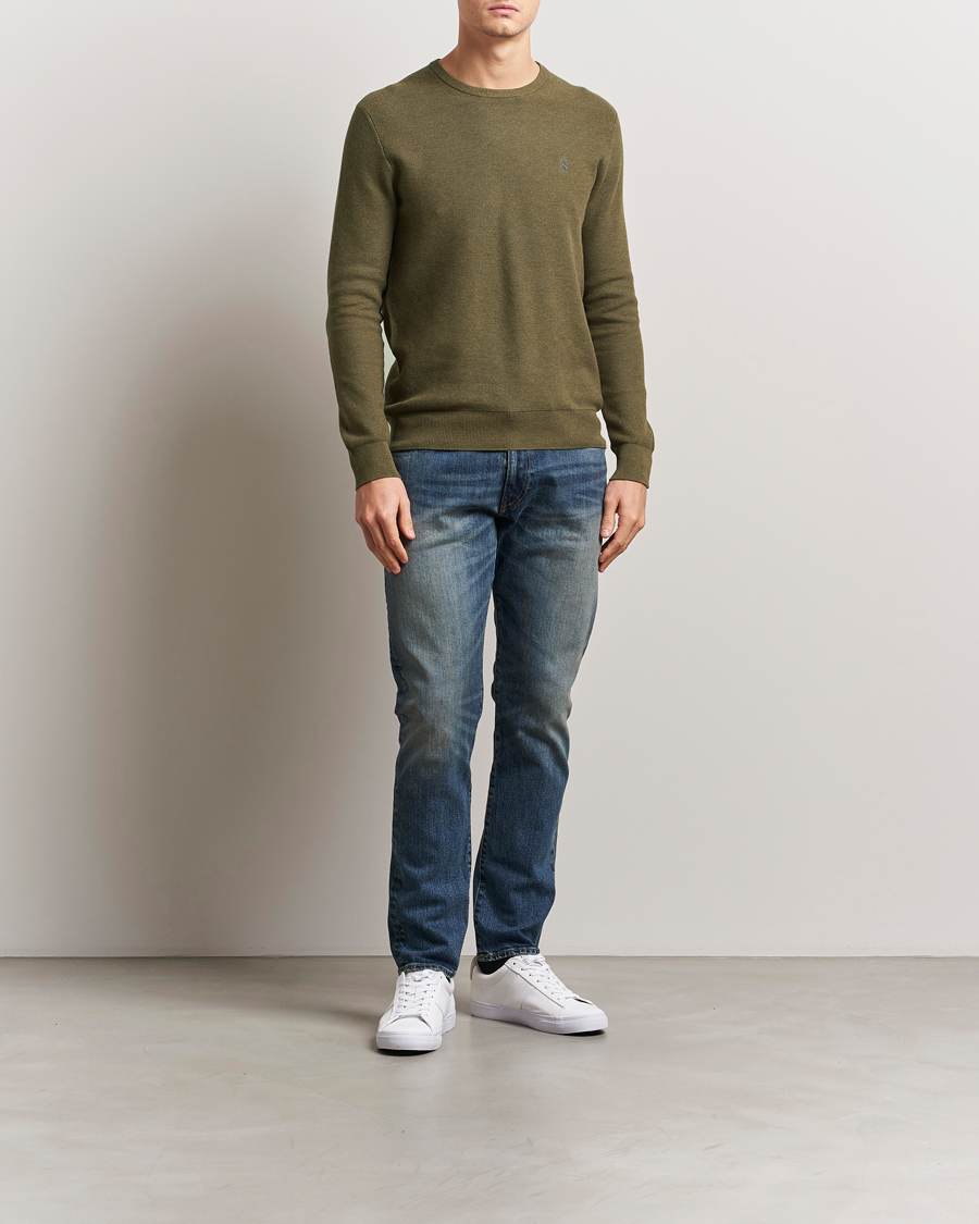 Homme | Pulls Et Tricots | Polo Ralph Lauren | Textured Cotton Crew Neck Sweater Cargo Olive Heather