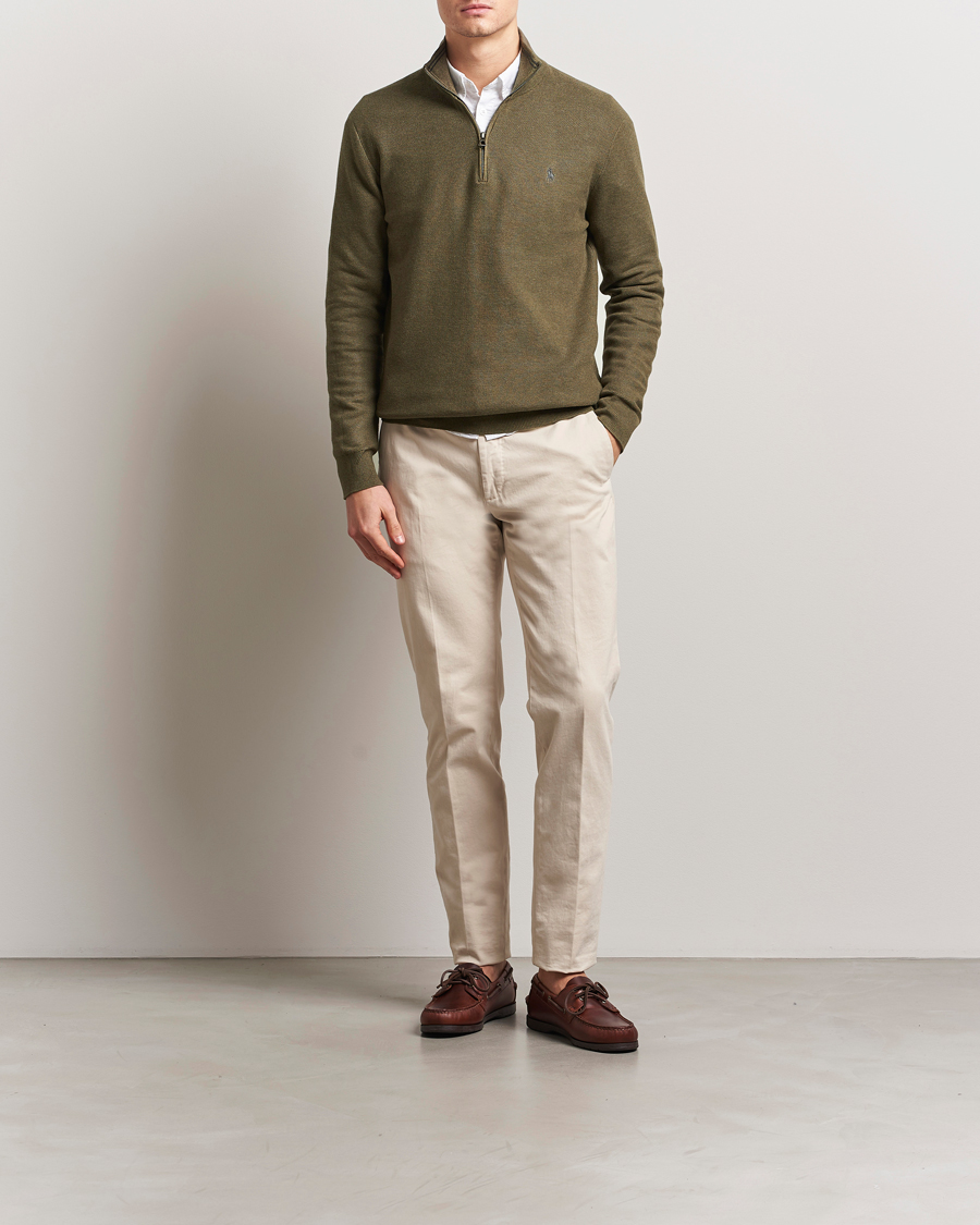 Homme | Pulls Et Tricots | Polo Ralph Lauren | Textured Half-Zip Cargo Olive Heahter